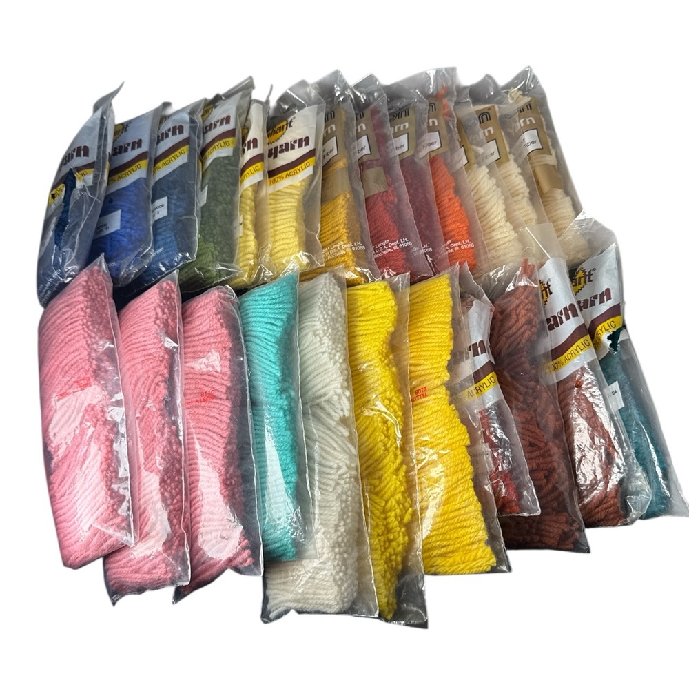 Mixed Rug Yarn Lot Precut Latch Hook Caron mixed colors lot 24